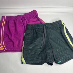 Danskin Now Mesh Lot 2 Athletic Shorts Women's Medium M Gray Teal Magenta Orange